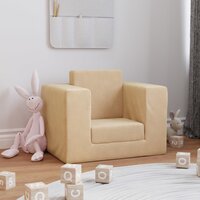 Kinderslaapbank zacht pluche cr&egrave;mekleurig