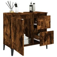 Badkamerkast 65x33x60 cm bewerkt hout gerookt eikenkleurig