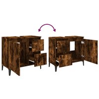 Badkamerkast 65x33x60 cm bewerkt hout gerookt eikenkleurig