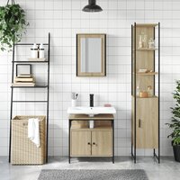 3-delige Badkamermeubelset bewerkt hout sonoma eikenkleurig