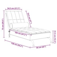 Massage chaise longue met bolster stof zwart