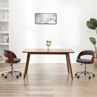 Eetkamerstoelen 2 st draaibaar gebogen hout en stof grijs