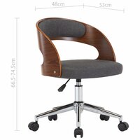 Eetkamerstoelen 2 st draaibaar gebogen hout en stof grijs