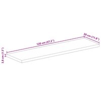 Tafelblad rechthoekig 120x30x3,8 cm massief ruw mangohout