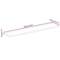 Tafelblad rechthoekig 160x40x2,5 cm massief ruw mangohout