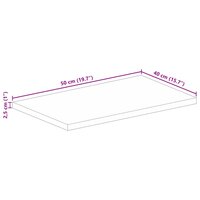 Tafelblad rechthoekig 50x40x2,5 cm massief ruw mangohout