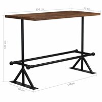 Bartafel 150x70x107 cm massief gerecycled hout donkerbruin