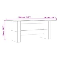 Eettafel 180x90x76 cm bewerkt hout gerookt eikenkleurig