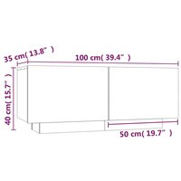 Nachtkastje 100x35x40 cm bewerkt hout bruin eikenkleur