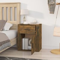 Nachtkastje 50x36x60 cm bewerkt hout gerookt eikenkleurig