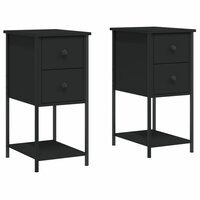 Nachtkastjes 2 st 32x42x70 cm bewerkt hout zwart