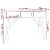 Wandtafel met lades 105x30x75 cm bewerkt hout