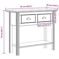 Wandtafel BODO 91x35x74 cm massief grenenhout wit
