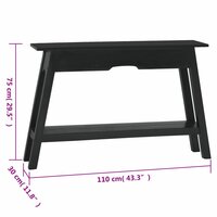 Wandtafel 110x30x75 cm massief mahoniehout zwart
