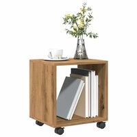 Rolkast 37x33x42,5 cm bewerkt hout artisanaal eikenkleurig