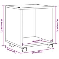 Rolkast 37x33x42,5 cm bewerkt hout artisanaal eikenkleurig