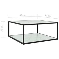 Salontafel 80x80x35 cm gehard glas wit