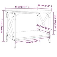 Bijzettafel 55x38x45 cm bewerkt hout bruin eikenkleur