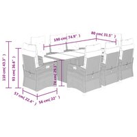 9-delige Tuinset met kussens poly rattan beige