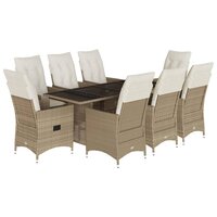 9-delige Tuinset met kussens poly rattan beige