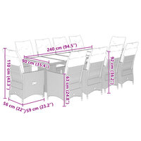 11-delige Bistroset met kussens poly rattan beige
