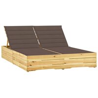 Ligbed tweepersoons met taupe kussens ge&iuml;mpregneerd grenenhout