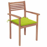 Tuinstoelen 2 st met heldergroene kussens massief teakhout