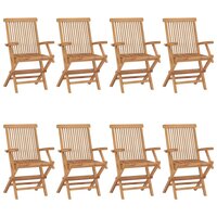 Tuinstoelen 8 st met taupe kussens massief teakhout