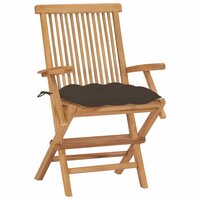 Tuinstoelen 8 st met taupe kussens massief teakhout