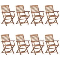 Tuinstoelen 8 st inklapbaar met kussens massief acaciahout