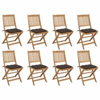 Tuinstoelen 8 st inklapbaar met kussens massief acaciahout
