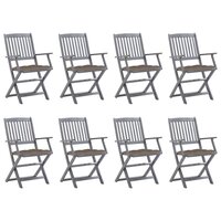 Tuinstoelen 8 st inklapbaar met kussens massief acaciahout