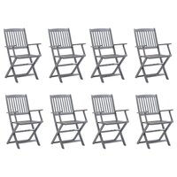 Tuinstoelen 8 st inklapbaar met kussens massief acaciahout
