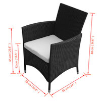 Tuinstoelen 2 st poly rattan zwart