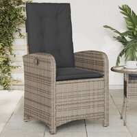 Tuinstoelen 2 st verstelbaar met kussens poly rattan grijs