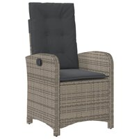 Tuinstoelen 2 st verstelbaar met kussens poly rattan grijs