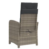 Tuinstoelen 2 st verstelbaar met kussens poly rattan grijs