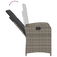Tuinstoelen 2 st verstelbaar met kussens poly rattan grijs