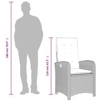 Tuinstoelen 2 st verstelbaar met kussens poly rattan grijs