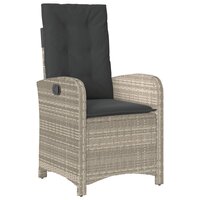 Tuinstoelen 2 st verstelbaar met kussens poly rattan lichtgrijs