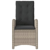 Tuinstoelen 2 st verstelbaar met kussens poly rattan lichtgrijs