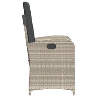 Tuinstoelen 2 st verstelbaar met kussens poly rattan lichtgrijs