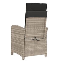 Tuinstoelen 2 st verstelbaar met kussens poly rattan lichtgrijs