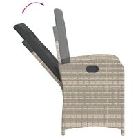 Tuinstoelen 2 st verstelbaar met kussens poly rattan lichtgrijs
