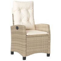 Tuinstoelen 2 st verstelbaar met kussens poly rattan beige