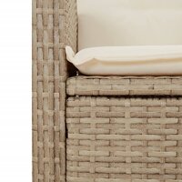 Tuinstoelen 2 st verstelbaar met kussens poly rattan beige