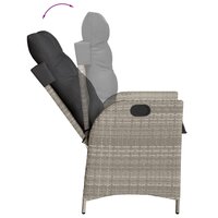 Tuinstoelen 2 st verstelbaar met kussens poly rattan lichtgrijs