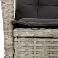 Tuinstoelen 2 st verstelbaar met kussens poly rattan lichtgrijs