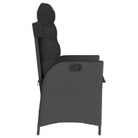 Tuinstoelen 2 st verstelbaar met kussens poly rattan zwart