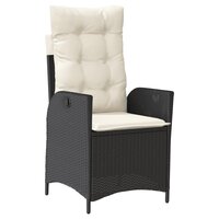 Tuinstoelen 2 st verstelbaar met kussens poly rattan zwart